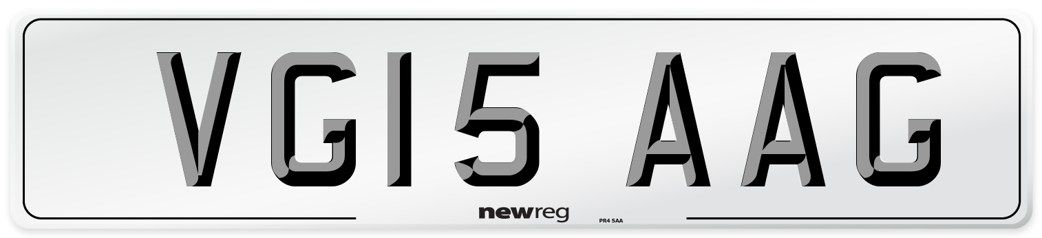 VG15 AAG Number Plate from New Reg